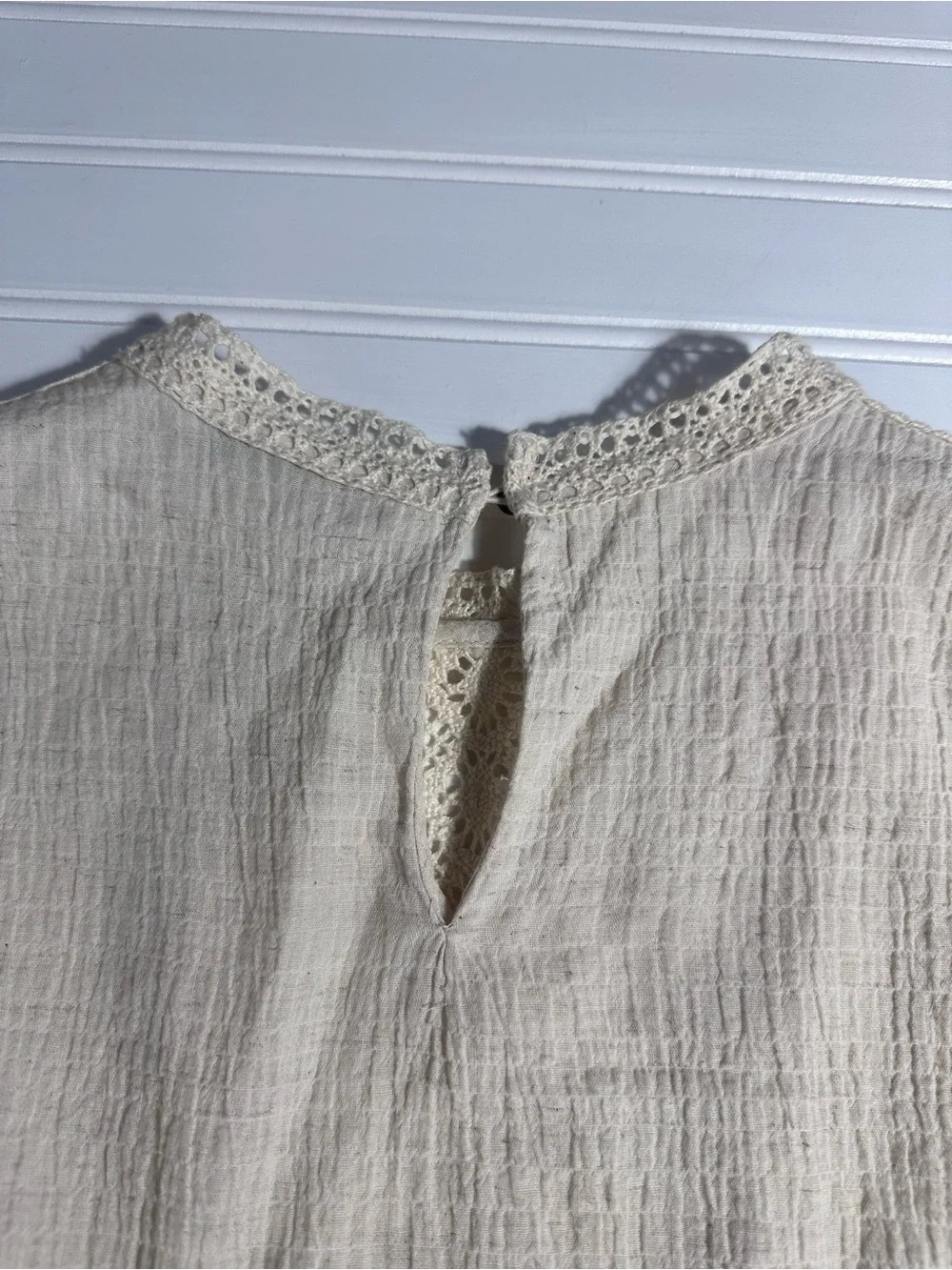 Zara cream crochet lace cropped long sleeve top women’s medium - Picture 6 of 10